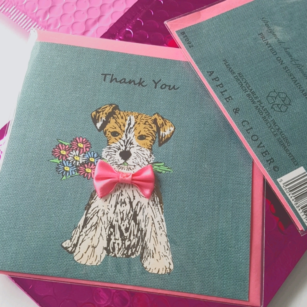 2 pcs Apple & Clover Card Designed Hand-Finished UK (1 Card with Envelope)